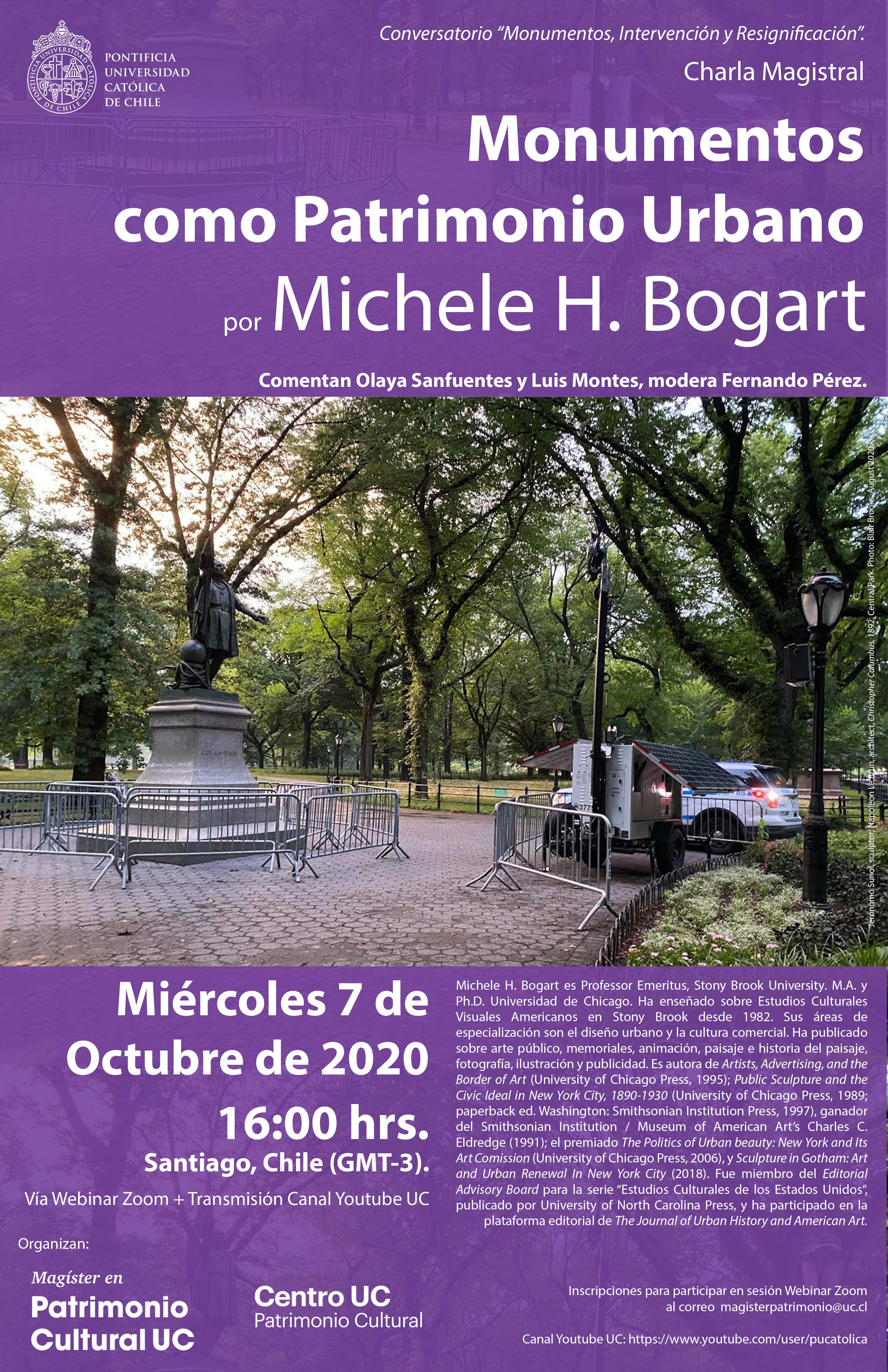 Afiche Conferencia Magistral Michele Bogart y Conversatorio final ok